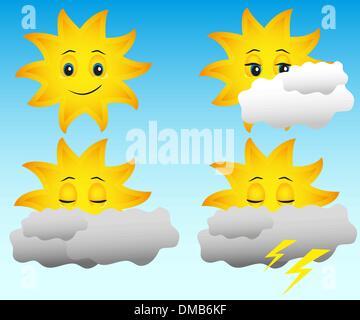 sun in different weather conditions Stock Vector