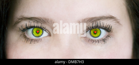 Close up of a green eyed woman Stock Photo