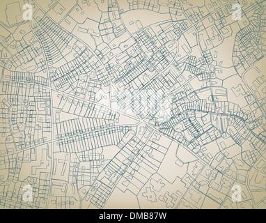 Editable vector sketch blueprint of a detailed generic street map ...