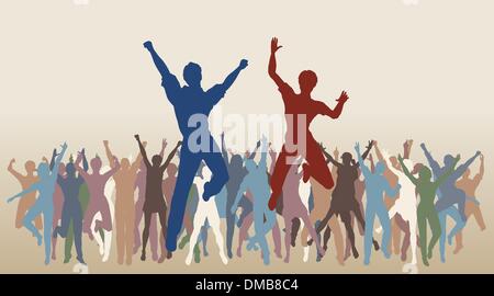 Jumping celebration Stock Vector