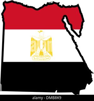 Illustration of flag in map of Egypt Stock Vector