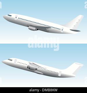 Set of 2 commercial jet airplanes Stock Vector
