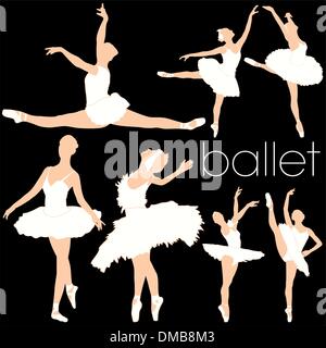 Ballet dancers silhouettes set Stock Vector