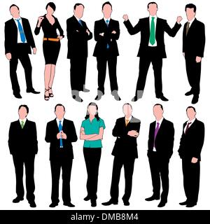 12 business people silhouettes Stock Vector