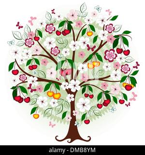 Decorative cherry tree Stock Vector