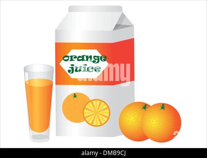 Box and glass with orange juice Stock Vector