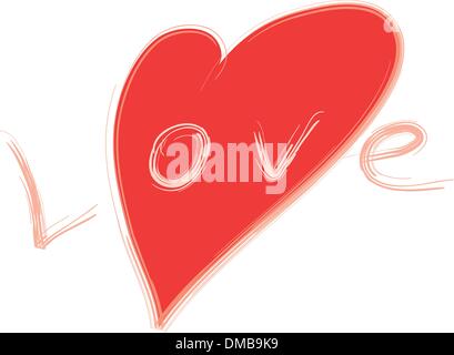 word Love and red stylized heart Stock Vector