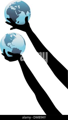 hands with world planet Stock Vector Image & Art - Alamy