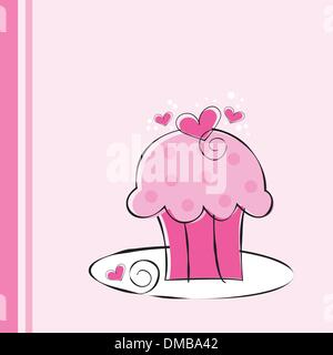 Cute Heart Cupcake Stock Vector