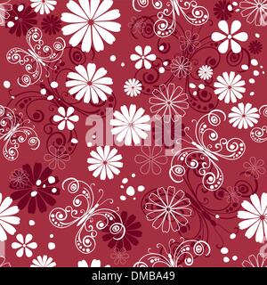 Seamless red-white floral pattern Stock Vector