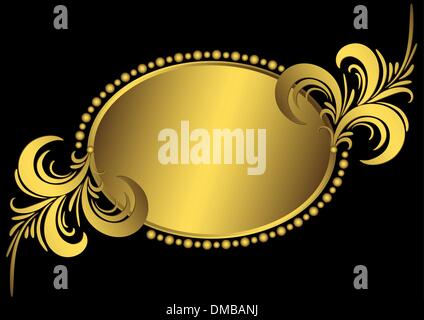 Oval golden vintage frame Stock Vector