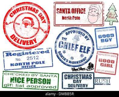 Set of Christmas stamps Stock Vector