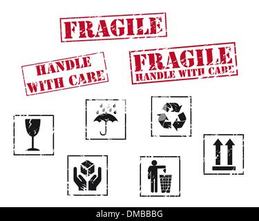 Fragile rubber stamps Stock Vector