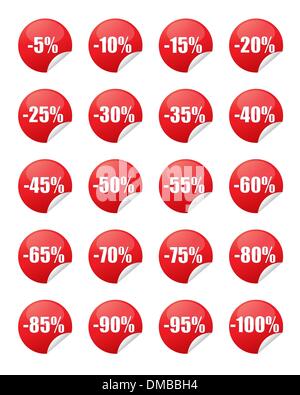 discount stickers badge set red color vector eps Stock Vector Image ...