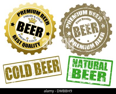 Set of beer label and stamps Stock Vector