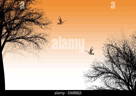 Trees and birds Stock Vector