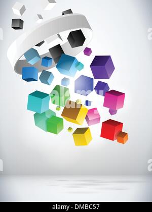 Colorful Flying Cubes Background Stock Vector