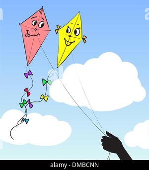 Two kites in the sky Stock Vector