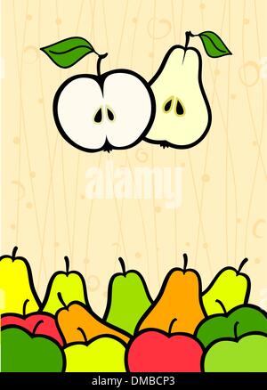 abstract background with apple and pear fruit vector illustratio Stock Vector