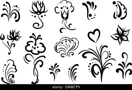 set of floral design elements Stock Vector Image & Art - Alamy