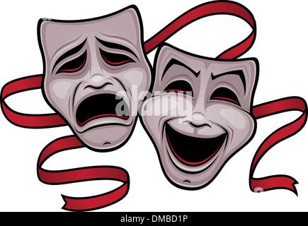 Comedy and Tragedy Theater Masks Stock Vector