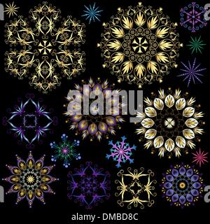 Set colorful snowflakes Stock Vector