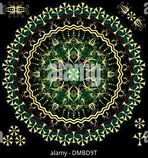 Green-gold round frame Stock Vector