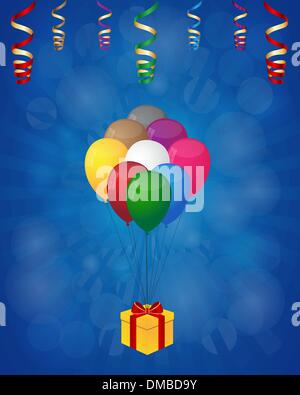 Balloons and gift box Stock Vector