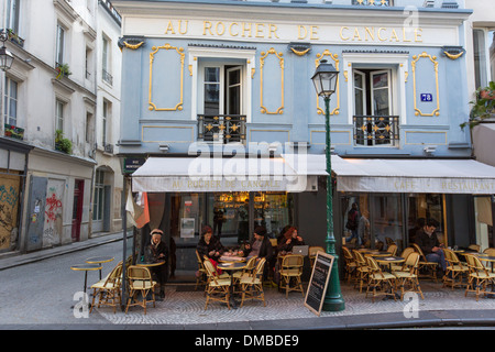 The Au Rocher De Cancale cafe on Rue Montorgueil in Paris, France Stock Photo