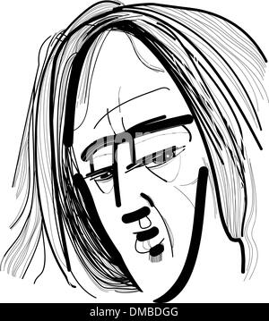 Man with long hair Stock Vector