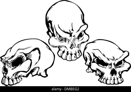 Skulls Group with Graphic Vector Images Stock Vector