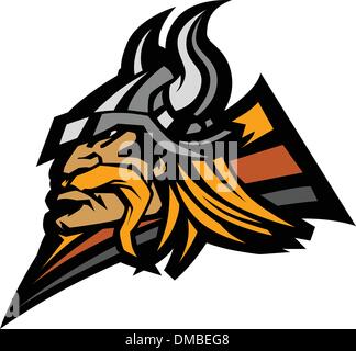 Viking Mascot Vector Graphic with Horned Helmet Stock Vector