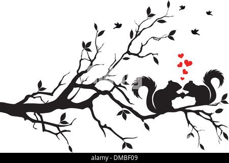squirrels on tree, vector Stock Vector