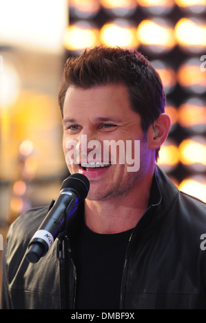 Nick Lachey 98 Degrees re-unite to perform live at Rockefeller Plaza as part of Toyota Concert Series New York City USA - Stock Photo