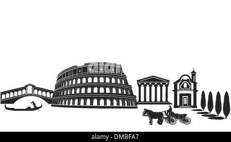Attractions in Italy Stock Vector