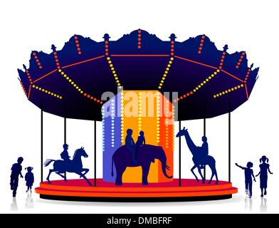 children carrousel Stock Vector