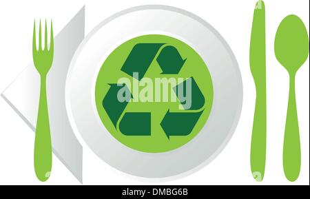 plate with recycling symbol Stock Vector