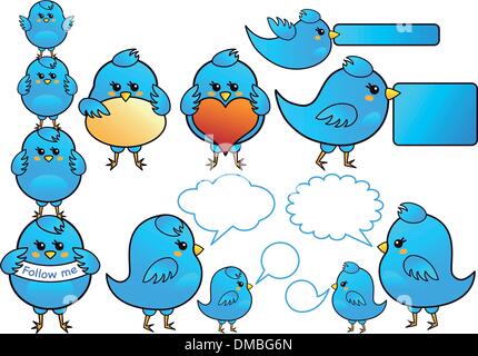 blue bird icons, vector Stock Vector