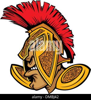 Roman Centurion Mascot Head with Helmet Cartoon Vector Graphic Stock Vector