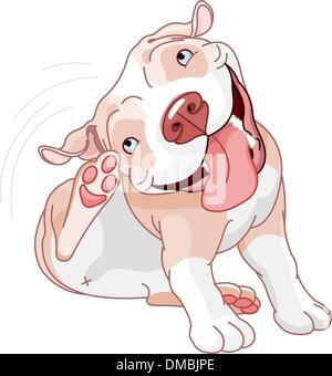 Cute pit bull scratching Stock Vector