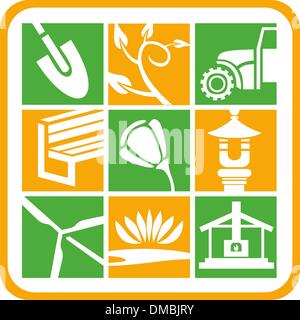 Landscape Icons Set Stock Vector