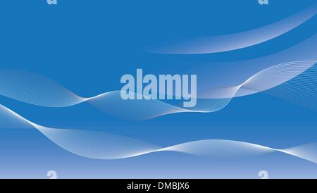 Abstract blue lines wave or wavy stripes pattern on white background ...