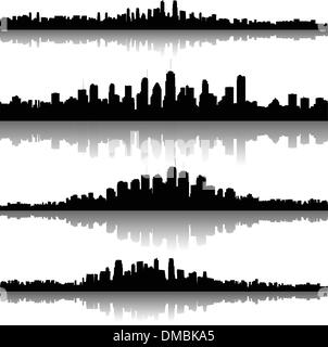 Cityscapes silhouettes background Stock Vector