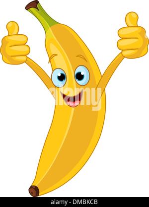 Cheerful Cartoon Banana character Stock Vector