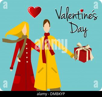 Happy Couple Valentines day greeting card Stock Vector