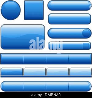 Blue Glossy website internet Media buttons Stock Vector