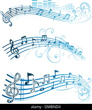 Music notes on staves Stock Vector
