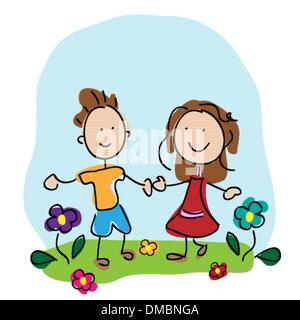 Kids Holding Hands Stock Vector