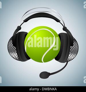 Tennis ball with headphones Stock Vector