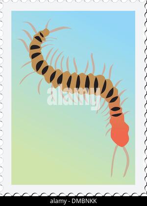 stamp with image of centipede Stock Vector